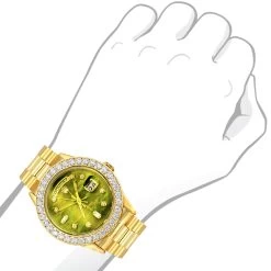 18K Gold Rolex Oyster Perpetual Diamond Watch For Men 3.65ct Green MOP DIal -Fashion Accessories 18k gold rolex oyster perpetual diamond watch for men 365ct green mop dial bod