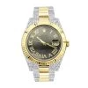 41mm Gold Rolex Oyster Perpetual Diamond Watch For Men 7.5ct Two Tone Green Dial -Fashion Accessories 18k gold rolex oyster perpetual diamond watch for men 75ct two tone main