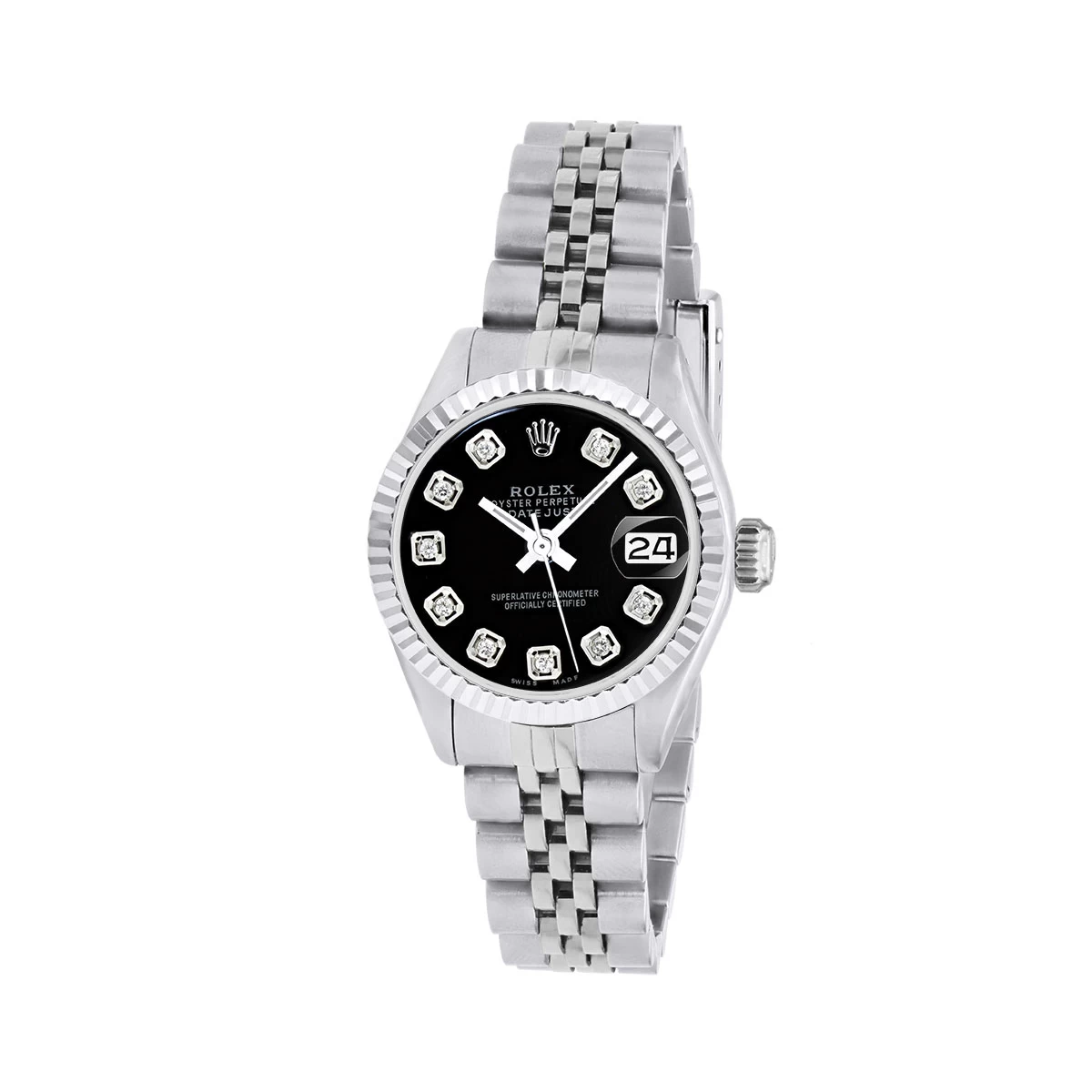 Women's Diamond Watch Rolex Datejust 26mm Black Dial W00412 3 Women's Diamond Watch Rolex Datejust 26mm Black Dial W00412