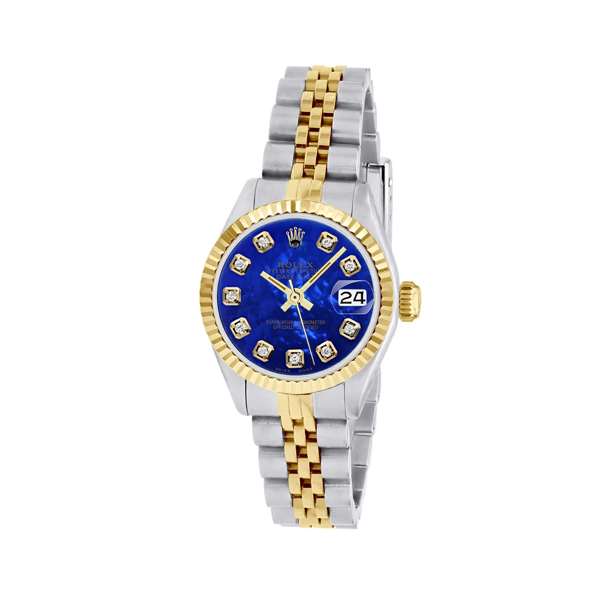 Women's Diamond Watch Rolex Datejust Gold 26mm Blue Dial W00306 3 Women's Diamond Watch Rolex Datejust Gold 26mm Blue Dial W00306