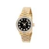 Women's Diamond Watch Rolex Datejust 18K Gold 26mm Black Dial -Fashion Accessories 26yeprblack1 bg