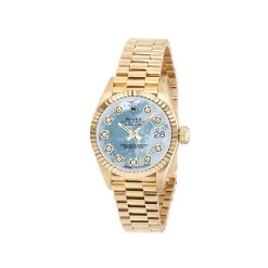 Women's Diamond Watch Rolex Datejust 18K Gold 26mm Blue Dial W00146
