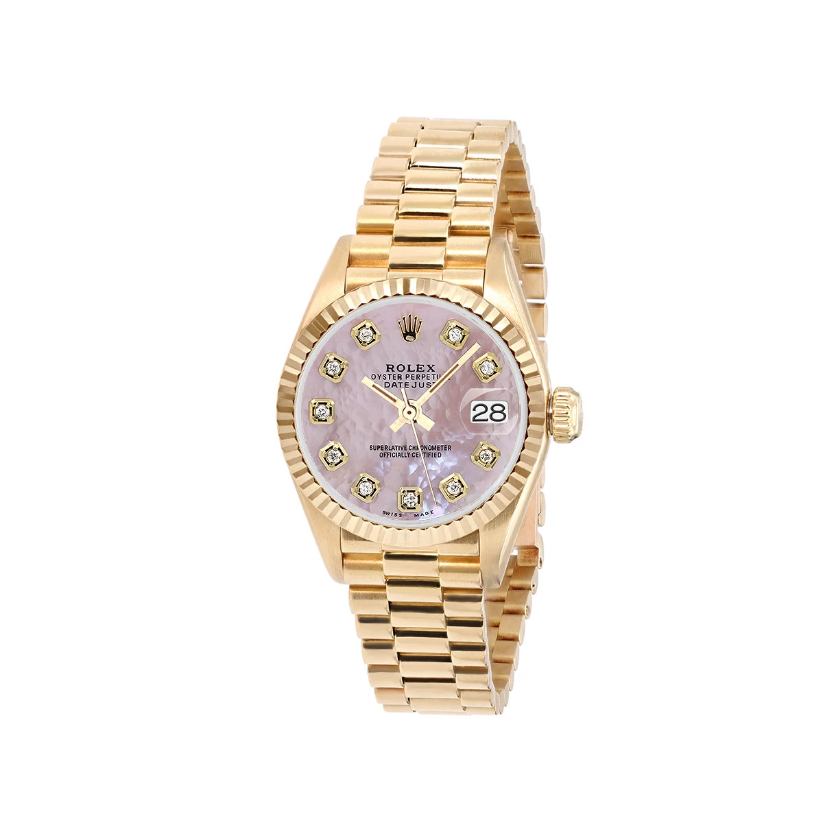 Women's Diamond Watch Rolex Datejust 18K Gold 26mm Pink Dial W00181 5 Women's Diamond Watch Rolex Datejust 18K Gold 26mm Pink Dial W00181 - Image 3