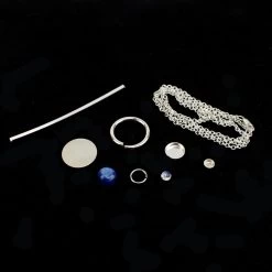 935 Argentium Finest Silver Celestial Pendant Kit Including Kyanite 8mm Cab & Moonstone 4mm Cab