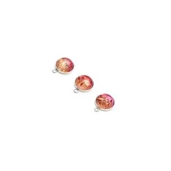 Baltic Rose Pink Ombre Amber Round Cabochons, 12mm & Sterling Silver Bezels 13x16mm (3pk)