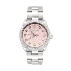 Air King Rolex Diamond Watch For Women 2ct Pink Dial