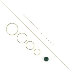 Green Planet; 16cts Malachite Atlas Bead, Gold Plated 925 Sterling Silver Flat Wire Ring ,6 X Beads ,1 X Flat Headpin & Chain