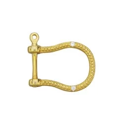 Gold Plated 925 Sterling Silver Screw Pin Clasp Set 22x17mm With White Zircon