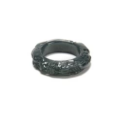 35cts Type A Olmec Jadeite Carved Ouroboros Ring, Approx 35mm, 1pcs