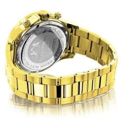 Black Dial Yellow Gold Plated Luxurman Diamond Watch For Men 0.2ct New -Fashion Accessories black dial yellow gold plated luxurman diamond watch for men 02ct new 2
