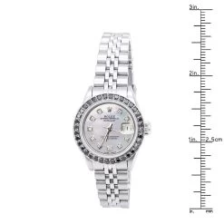 Black Diamond Bezel Women's Rolex DateJust 26mm Watch White MOP Dial 0.9ct -Fashion Accessories black diamond bezel womens rolex datejust 26mm watch white mop dial 09ct 968727 ruler