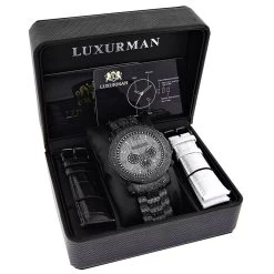 Oversized Iced Out Black Diamond Men's Watch By Luxurman 2ct Fully Paved -Fashion Accessories black diamond mens watch by luxurman 2ct fully paved 4 20220603