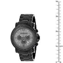 Oversized Iced Out Black Diamond Men's Watch By Luxurman 2ct Fully Paved -Fashion Accessories black diamond mens watch by luxurman 2ct fully paved ruler 20220603
