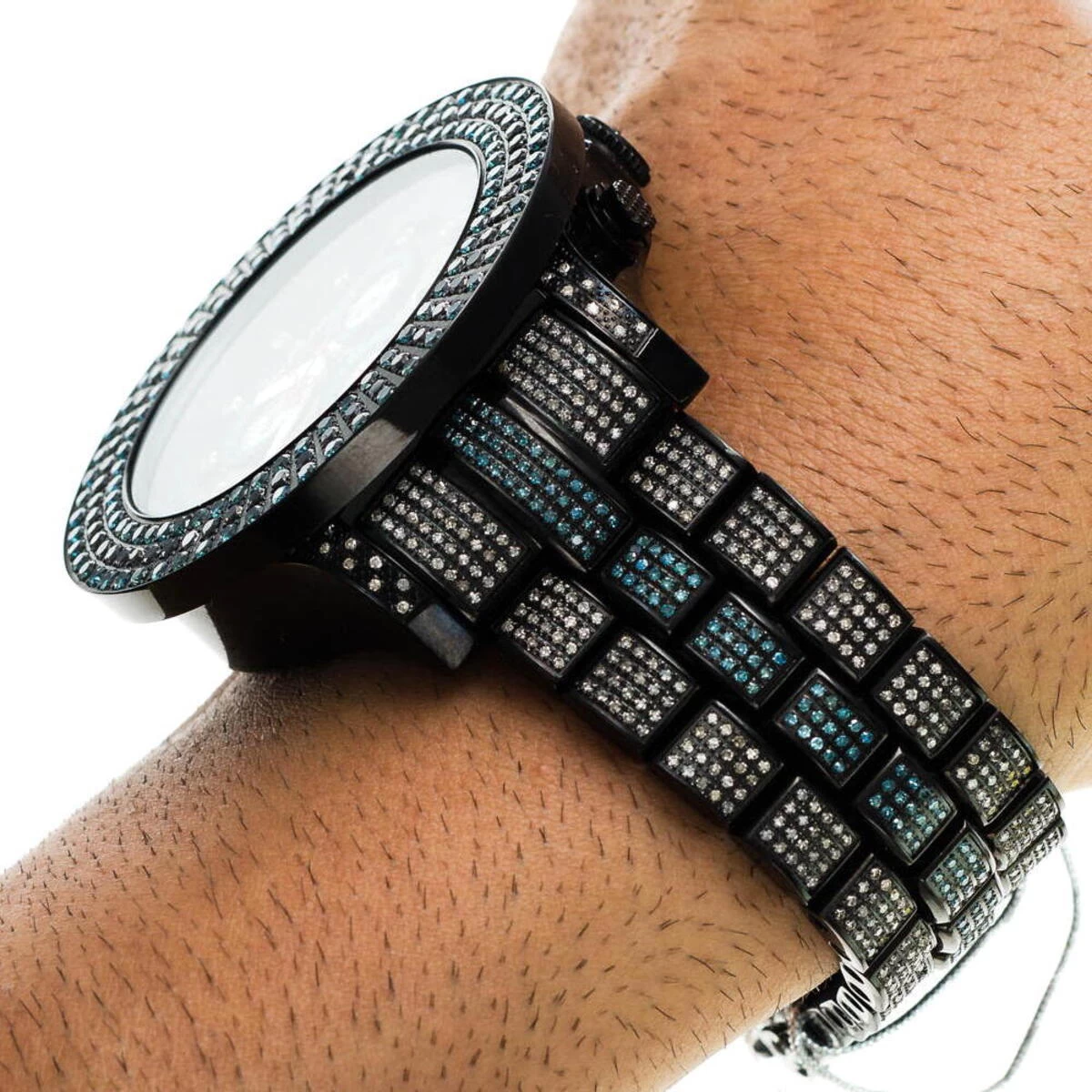 Blue And Black Diamond Joe Rodeo Pilot Men's Watch 17ct 11 Blue And Black Diamond Joe Rodeo Pilot Men's Watch 17ct - Image 9