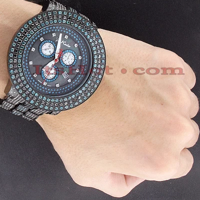 Blue And Black Diamond Joe Rodeo Pilot Men's Watch 17ct 6 Blue And Black Diamond Joe Rodeo Pilot Men's Watch 17ct - Image 4