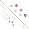 3x Strawberry Quartz Rounds & 3x White Freshwater Potato Pearl With Eyelets, Silver & Rose Gold Leather Cord, 1m, Includes 925 Sterling Silver -Fashion Accessories blgp70