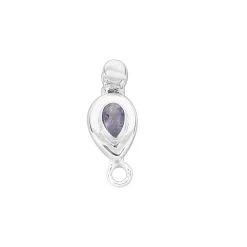 925 Sterling Silver Box Clasp With 0.24cts Tanzanite Pear Approx 17x7mm