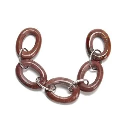 925 Sterling Silver & Mookite Oval Link Chain, 13cm Length