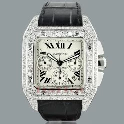 Cartier Santos 100 Men's Custom Diamond Watch 13ct