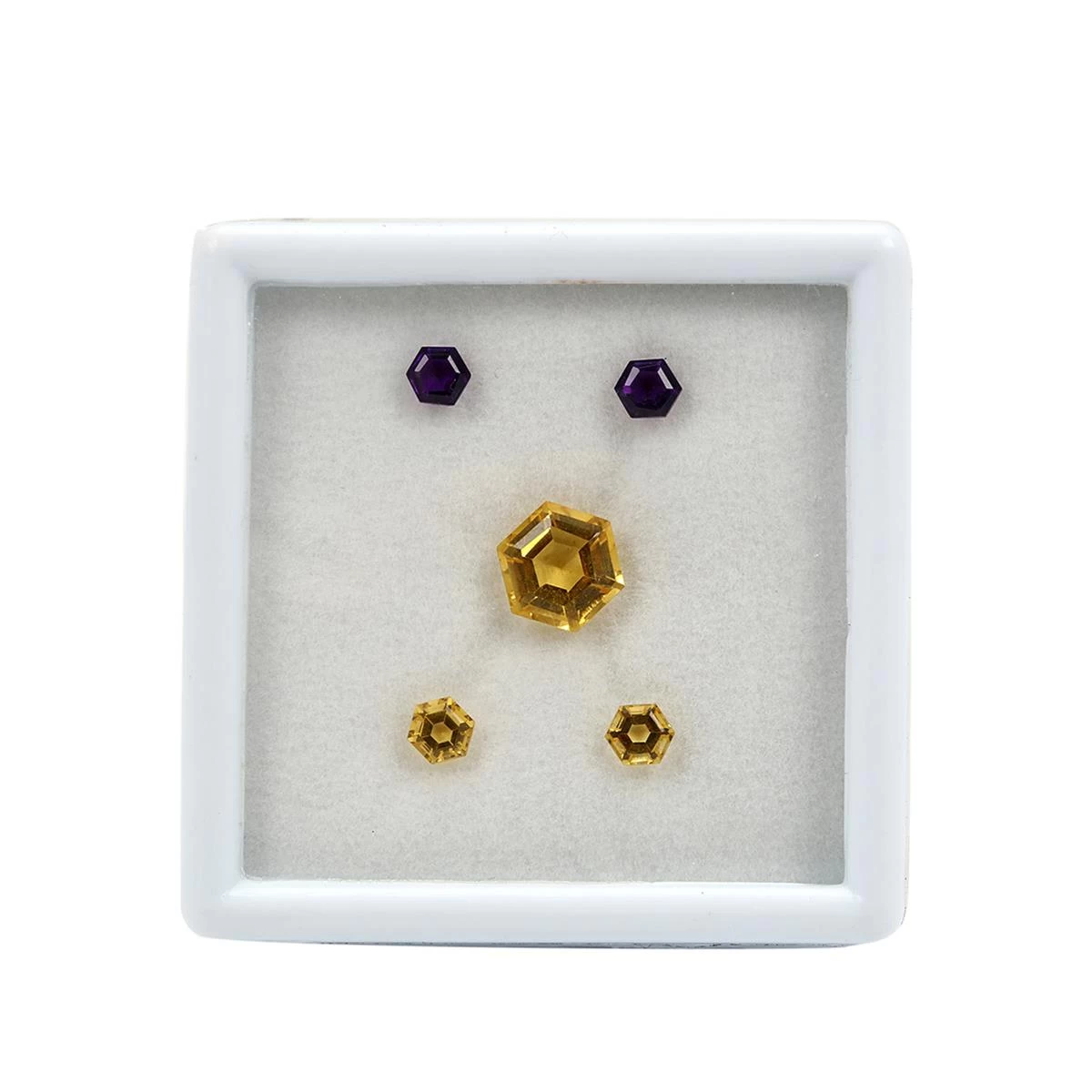 3.45cts Citrine & Amethyst Hexagon Faceted Approx 4 To 8mm (Set Of 5) 3 3.45cts Citrine & Amethyst Hexagon Faceted Approx 4 To 8mm (Set Of 5)