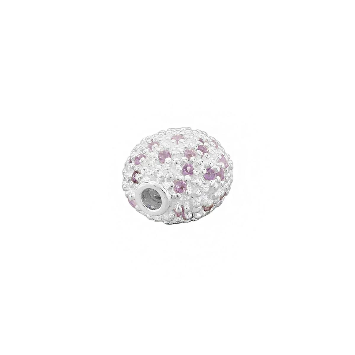 925 Sterling Silver Oval Drop Spacer Bead (ID 2mm) With 0.23cts Amethyst Round Approx 10 To 9mm 4 925 Sterling Silver Oval Drop Spacer Bead (ID 2mm) With 0.23cts Amethyst Round Approx 10 To 9mm - Image 2