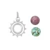 925 Sterling Silver Double Bezel Setting Pendant With Purple Jadeite & Turquoise Cabochons, Approx 10mm -Fashion Accessories crvz16