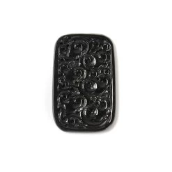 16cts Type A Black Jadeite Carving Pendant Approx 25x40mm