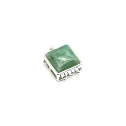 10mm Jadeite Square Cabochon 3 Strand Clasp In 925 Sterling Silver