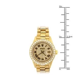 18K Gold Rolex Presidential Datejust Ladies Diamond Watch 2.5ct 9 18K Gold Rolex Presidential Datejust Ladies Diamond Watch 2.5ct -Fashion Accessories custom 18k gold rolex presidential datejust ladies diamond watch 25ct ruler