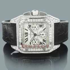 Custom Cartier Men's Diamond Watch 9.64ct Santos 100