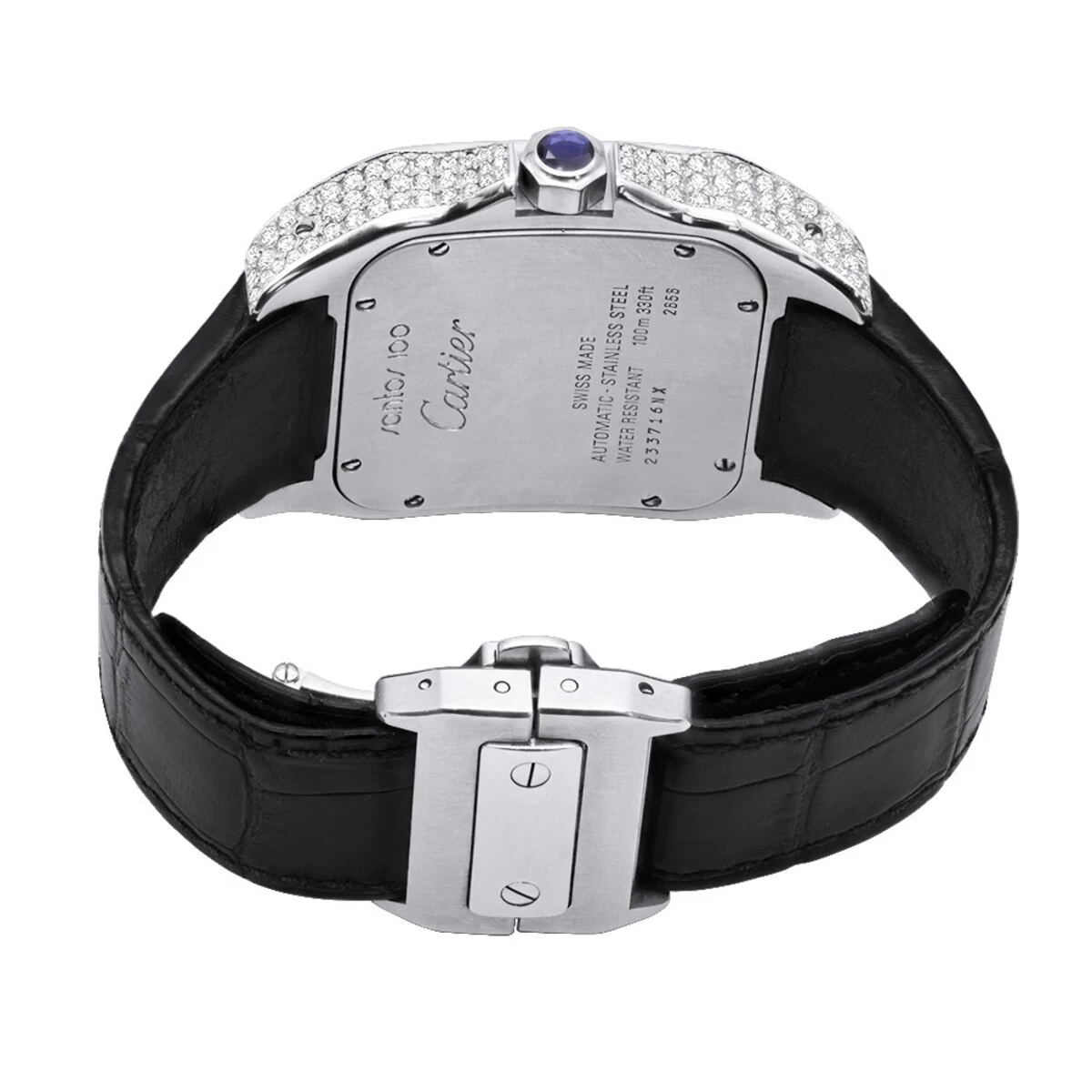 Custom Cartier Santos 100 Men's Diamond Watch 6.92ct 6 Custom Cartier Santos 100 Men's Diamond Watch 6.92ct - Image 4
