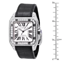 Custom Cartier Santos 100 Men's Diamond Watch 6.92ct 8 Custom Cartier Santos 100 Men's Diamond Watch 6.92ct -Fashion Accessories custom cartier santos 100 mens diamond watch 692ct ruler