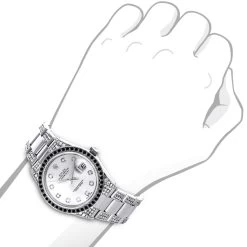 White Black Diamond Rolex Datejust Men's Watch 7ct -Fashion Accessories custom white black diamond rolex datejust mens watch 7ct bod