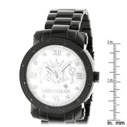 Designer Large Luxurman Phantom 0.12ct Black Diamond Watch For Men White Dial -Fashion Accessories designer large watches luxurman phantom black diamond watch for men 012ct ruler