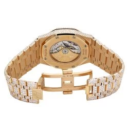 Fashion Accessories -Fashion Accessories diamond audemars piguet royal oak 41mm full pave dial bracelet rose gold watch back