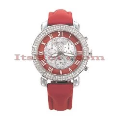 Diamond Benny Co Watch Ice Dial Watch 2.9ct Men's Red