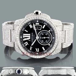 Diamond Cartier De Calibre Men's Watch 27ct Customized