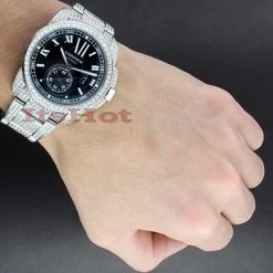 Diamond Cartier De Calibre Men's Watch 27ct Customized -Fashion Accessories diamond cartier de calibre mens watch 2700ct customized p 49104bod