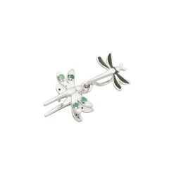 925 Sterling Silver Dragonfly Pinch Bail With Green Enemal And Green Onyx Approx 28x13mm -Fashion Accessories dpvz74 2