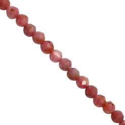 15cts Pink Tourmaline Faceted Round Approx 3mm, 25cm Strand