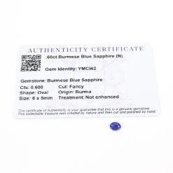 0.6cts Burmese Blue Sapphire 6x5mm Oval (N)