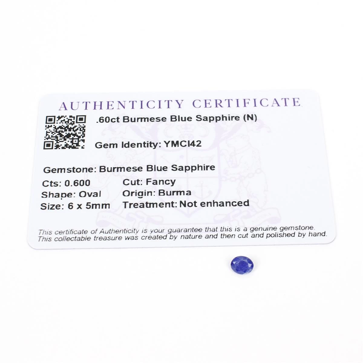 0.6cts Burmese Blue Sapphire 6x5mm Oval (N) 3 0.6cts Burmese Blue Sapphire 6x5mm Oval (N)