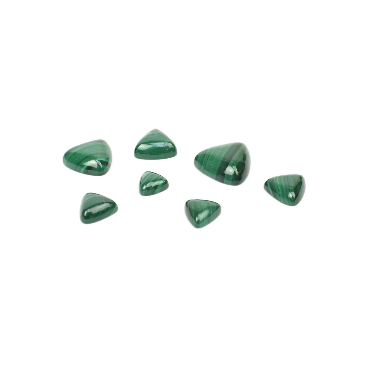 45cts Malachite Triangle Cabochons (Set Of 7) 3 45cts Malachite Triangle Cabochons (Set Of 7)