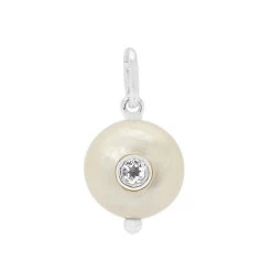 Willow & Tig Collection: 925 Sterling Silver White Topaz Set White Cultured Pearl Approx 10 To12mm
