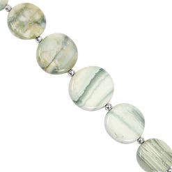 110cts Apple Green Chalcedony Smooth Coin Approx 11 To 17mm, 18cm Strand With Spacers