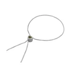 925 Sterling Silver 0.30cts Peridot Heart Slider Bead With Box Chain Approx 25cm