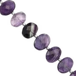 120cts Blue John Purple Fluorite Faceted Oval Approx 11x9 To 15x11mm, 20cm Strand With Spacers
