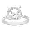 925 Sterling Silver Ring Mount With Zircon Pave (To Fit 10x10mm Round Gemstone) -Fashion Accessories empk32
