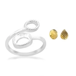 925 Sterling Silver Oval Shaped Adjustable Ring With Citrine Approx 7.5x5.5 To 6x8mm