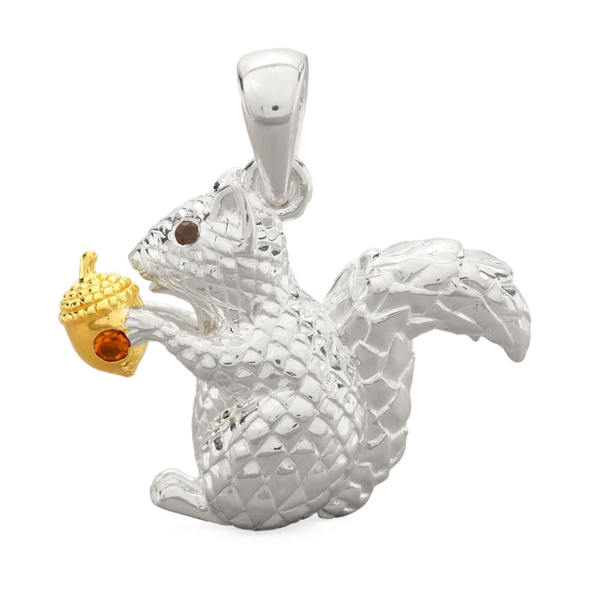 Autumn At Chestnut Close By Mark Smith: 925 Two Tone Sterling Silver Squirrel Pendant With Mandarin Citrine & Smokey Quartz 3 Autumn At Chestnut Close By Mark Smith: 925 Two Tone Sterling Silver Squirrel Pendant With Mandarin Citrine & Smokey Quartz